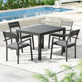 Gardeon 5pc Outdoor Dining Set Extendable Aluminum Table Black