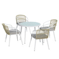 Gardeon Outdoor Dining Set 5pc Aluminum Table Chairs White