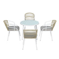 Gardeon Outdoor Dining Set 5pc Aluminum Table Chairs White
