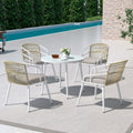 Gardeon Outdoor Dining Set 5pc Aluminum Table Chairs White