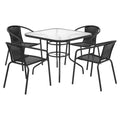 Gardeon 5pc Outdoor Dining Set Steel Stackable Chairs Table