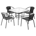 Gardeon 5pc Outdoor Dining Set Steel Stackable Chairs Table