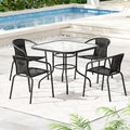 Gardeon 5pc Outdoor Dining Set Steel Stackable Chairs Table