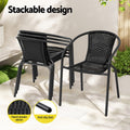 Gardeon 5pc Outdoor Dining Set Steel Stackable Chairs Table