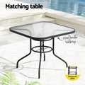 Gardeon 5pc Outdoor Dining Set Steel Stackable Chairs Table