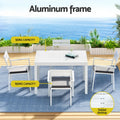 Gardeon 5pc Outdoor Dining Set Aluminum Extendable Table White