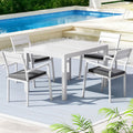 Gardeon 5pc Outdoor Dining Set Aluminum Extendable Table White