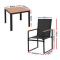 Gardeon 5PC Outdoor Dining Set Table Chairs Patio Furniture