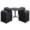 Gardeon Outdoor Dining Set 5pc Wicker Table Chairs Black