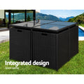 Gardeon Outdoor Dining Set 5pc Wicker Table Chairs Black