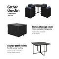 Gardeon Outdoor Dining Set 5pc Wicker Table Chairs Black