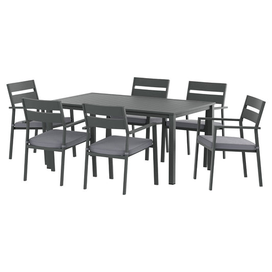 Gardeon 7pc Outdoor Dining Set Aluminum Table Chairs Black