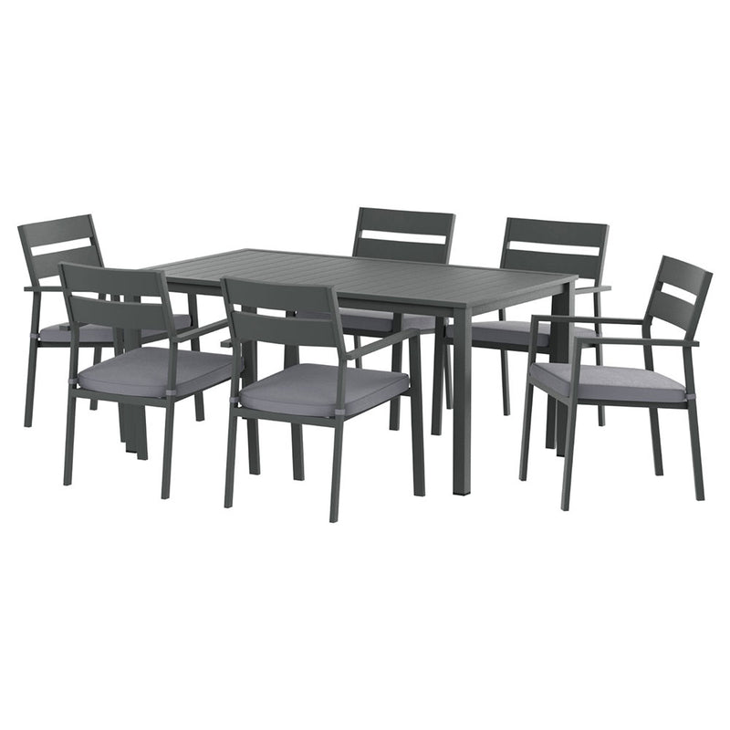 Gardeon 7pc Outdoor Dining Set Aluminum Table Chairs Black