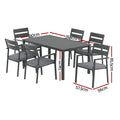 Gardeon 7pc Outdoor Dining Set Aluminum Table Chairs Black