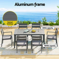Gardeon 7pc Outdoor Dining Set Aluminum Table Chairs Black