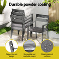 Gardeon 7pc Outdoor Dining Set Aluminum Table Chairs Black