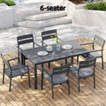 Gardeon 7pc Outdoor Dining Set Aluminum Table Chairs Black