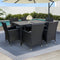 Gardeon 7pc Outdoor Dining Wicker Lounge Setting Black