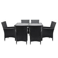 Gardeon 7pc Outdoor Dining Wicker Lounge Setting Black
