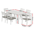 Gardeon Outdoor Dining Set 7pc Aluminium Table Chairs White