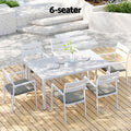 Gardeon Outdoor Dining Set 7pc Aluminium Table Chairs White