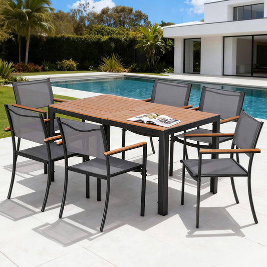 Gardeon 7pc Outdoor Dining Set Table Chairs Patio Furniture