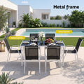 Gardeon 7 Piece Outdoor Dining Set Steel Textilene Patio Furniture Table and Chairs Black