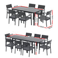 Gardeon 9PCS Outdoor Dining Set Aluminum Extendable Table Chairs