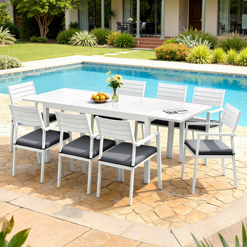 Gardeon 9PCS Outdoor Dining Set Aluminum Extendable Table Chairs