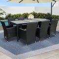 Gardeon 9 Piece Outdoor Dining Set Wicker Lounge Black