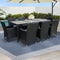 Gardeon 9 Piece Outdoor Dining Set Wicker Lounge Black