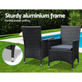 Gardeon 9 Piece Outdoor Dining Set Wicker Lounge Black