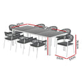 Gardeon Outdoor Dining Set 9pc Steel Table Chairs White