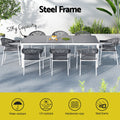 Gardeon Outdoor Dining Set 9pc Steel Table Chairs White