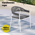 Gardeon Outdoor Dining Set 9pc Steel Table Chairs White