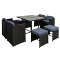 Gardeon Outdoor Dining Set 9pc Wicker Table Chairs Black