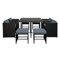 Gardeon Outdoor Dining Set 9pc Wicker Table Chairs Black