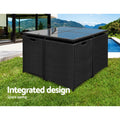 Gardeon Outdoor Dining Set 9pc Wicker Table Chairs Black