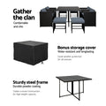 Gardeon Outdoor Dining Set 9pc Wicker Table Chairs Black