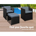 Gardeon Outdoor Dining Set 9pc Wicker Table Chairs Black