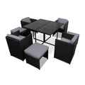 Gardeon Outdoor Dining Set 9pc Wicker Table Chairs Black