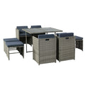 Gardeon Outdoor Dining Set 9pc Wicker Table Chairs Grey