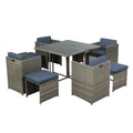Gardeon Outdoor Dining Set 9pc Wicker Table Chairs Grey