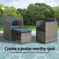 Gardeon Outdoor Dining Set 9pc Wicker Table Chairs Grey