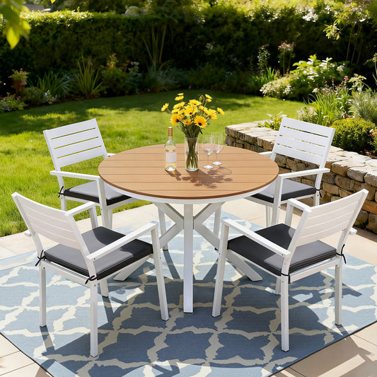 Gardeon 5pc Outdoor Dining Set Aluminum WPC Table Patio Furniture