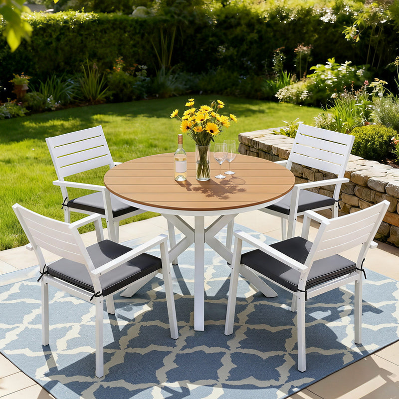 Gardeon 5pc Outdoor Dining Set Aluminum WPC Table Patio Furniture