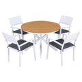 Gardeon 5pc Outdoor Dining Set Aluminum WPC Table Patio Furniture