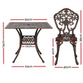 Gardeon 5 Piece Outdoor Dining Set Cast Aluminum Brown