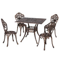 Gardeon 5 Piece Outdoor Dining Set Cast Aluminum Brown