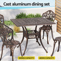 Gardeon 5 Piece Outdoor Dining Set Cast Aluminum Brown